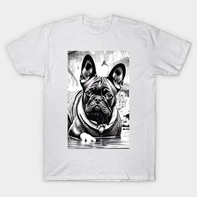 French Bulldog Submerging in Water T-Shirt by joejdiaz